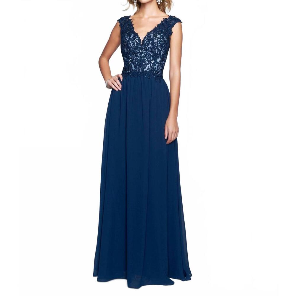 NEW NINA CANACCI long formal evening dress in navy